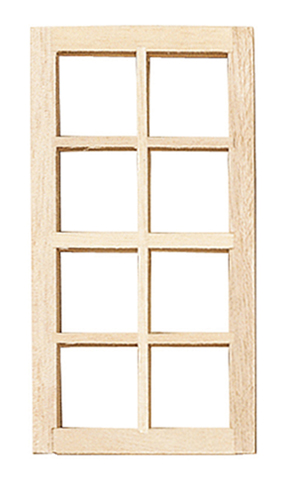 Dollhouse Miniature 1/2" Scale: Standard 8-Light Window